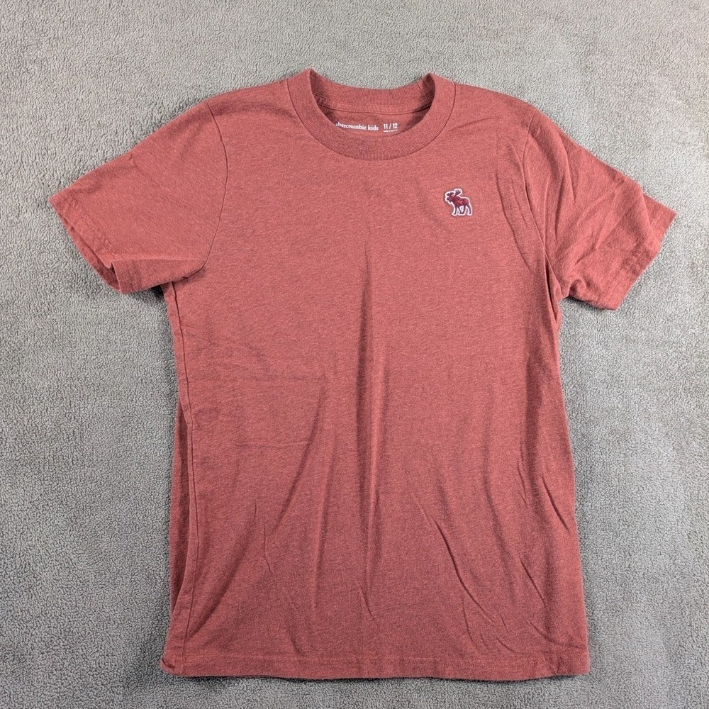 Abercrombie & Fitch T-Shirt Kids 11/12 Coral Pink Cotton Embroidered Logo Casual